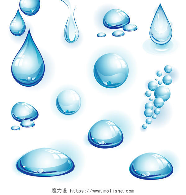 水滴水珠水效果透明水滴矢量素材